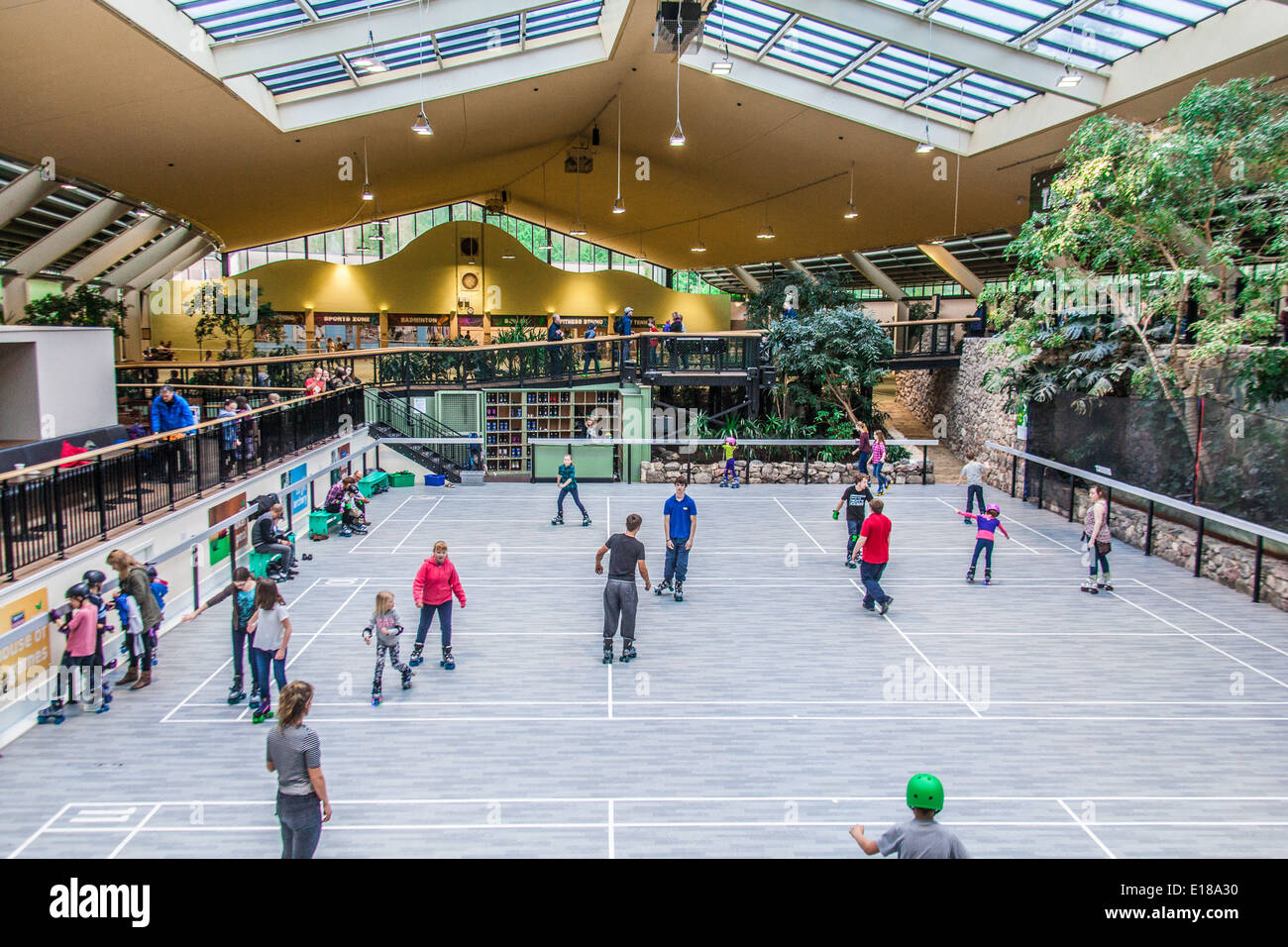 Jardin des Sports a Center Parcs La Foresta di Longleat, Wiltshire, Inghilterra, Regno Unito. Foto Stock