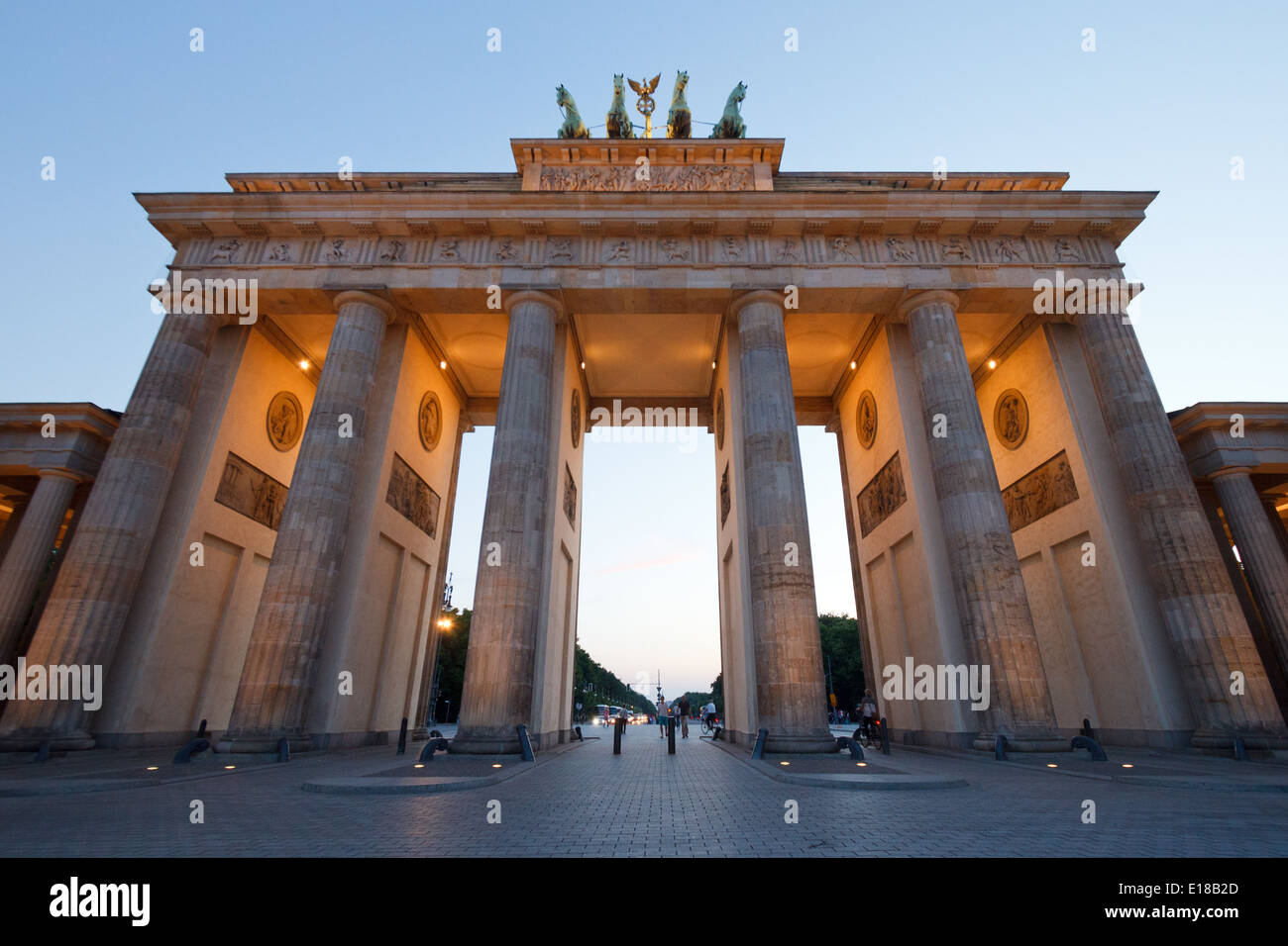 La Porta di Brandeburgo a Berlino, Germania. Foto Stock