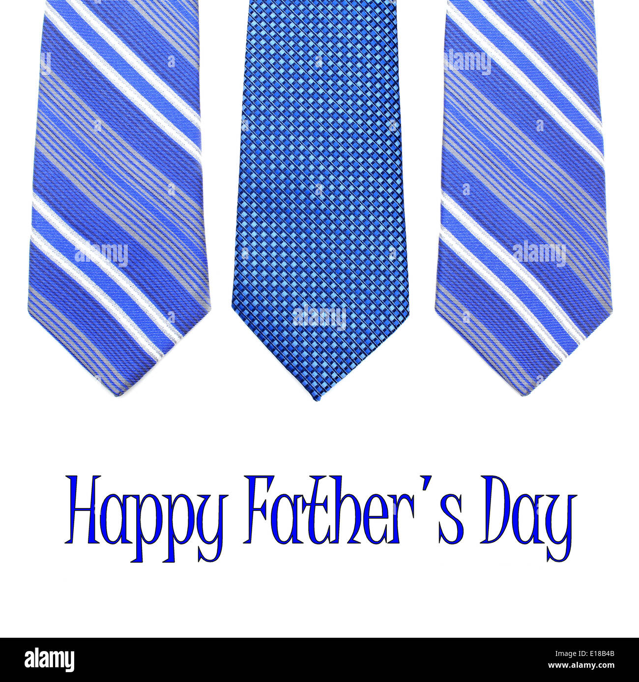 Felice giorno padri testo con gruppo di cravatte blu Foto Stock