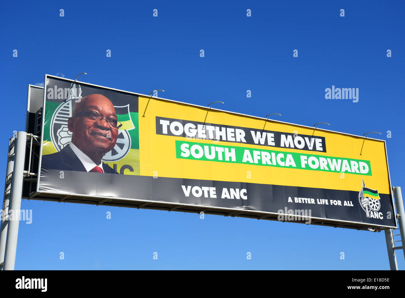 Voto ANC cartellone pubblicitario da East Rand Mall, Boksburg, East Rand, provincia di Gauteng, Repubblica del Sud Africa Foto Stock
