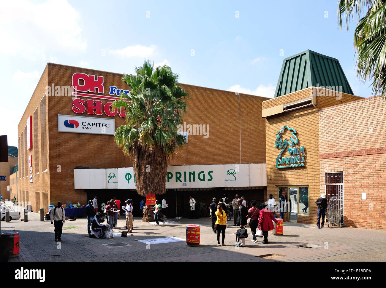Ingresso a Palm Springs shopping centre, molle, East Rand, provincia di Gauteng, Repubblica del Sud Africa Foto Stock
