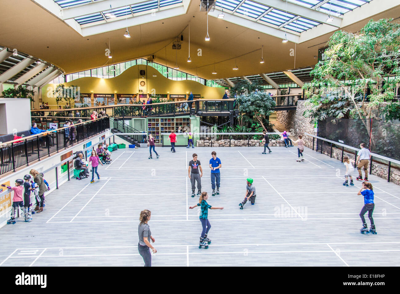 Jardin des Sports a Center Parcs La Foresta di Longleat, Wiltshire, Inghilterra, Regno Unito. Foto Stock
