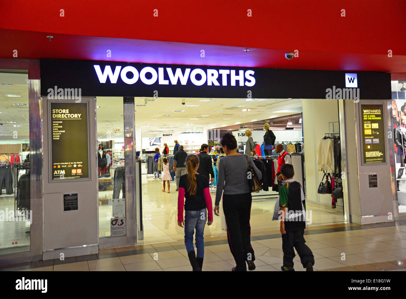 Magazzino Woolworths, Carnevale centro commerciale Mall, Brakpan, East Rand, provincia di Gauteng, Repubblica del Sud Africa Foto Stock