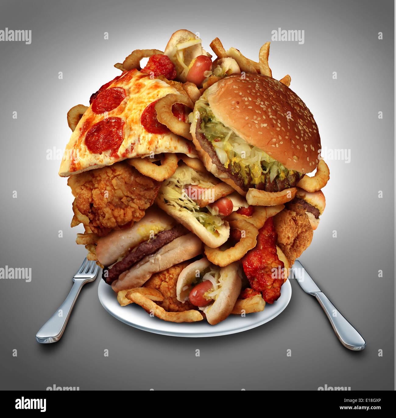 Fast food il concetto di dieta è servita su un piatto come una montagna di grasso ristorante fritto estrarre come anelli di cipolla hamburger e hot dogs con pollo fritto patatine fritte e pizza come simbolo di compulsivo di surriscaldamenti e dieta tentazione risultante in malsana nutr Foto Stock Fast food il concetto di dieta è servita su un piatto come una montagna di grasso ristorante fritto estrarre come anelli di cipolla hamburger e hot dogs con pollo fritto patatine fritte e pizza come simbolo di compulsivo di surriscaldamenti e dieta tentazione risultante in malsana nutr Foto Stock