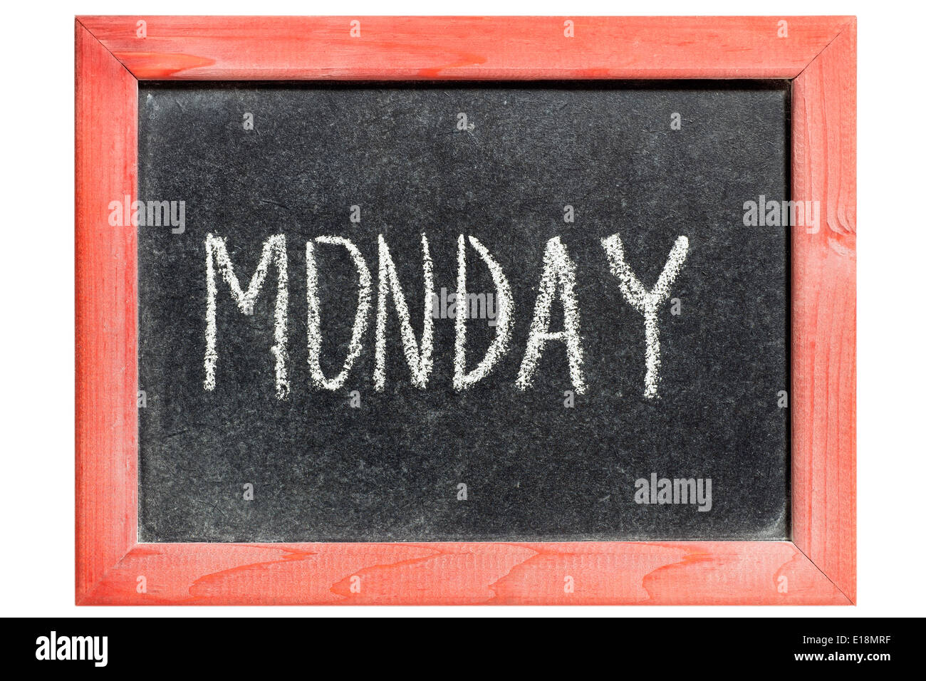 Lunedì parola manoscritta su isolato vintage blackboard Foto Stock