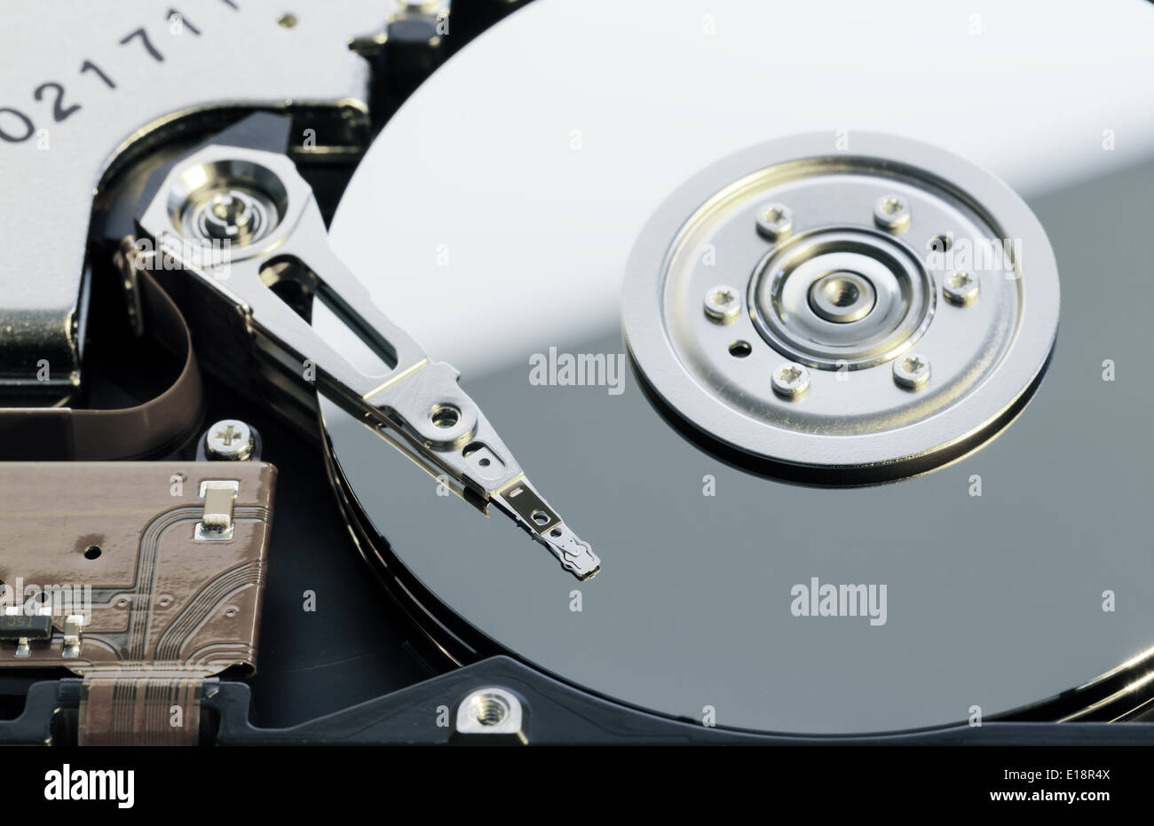 Aprire il dispositivo hdd close up Foto Stock