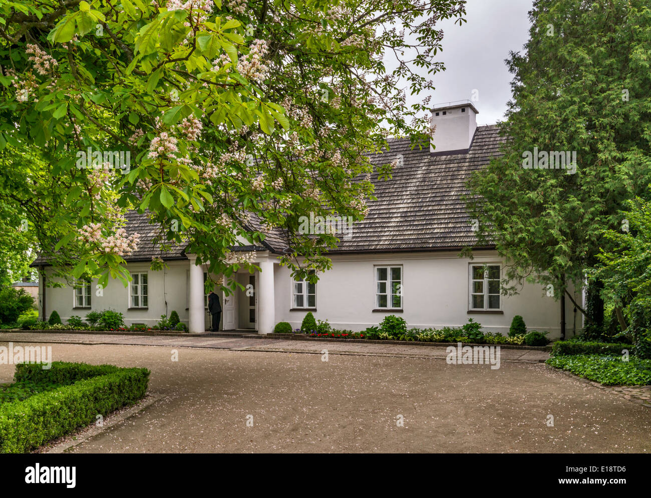 Chopin Museum a casa di Frederic Chopin è nato, fioritura ippocastani, in Zelazowa Wola, Mazovia, Polonia Foto Stock