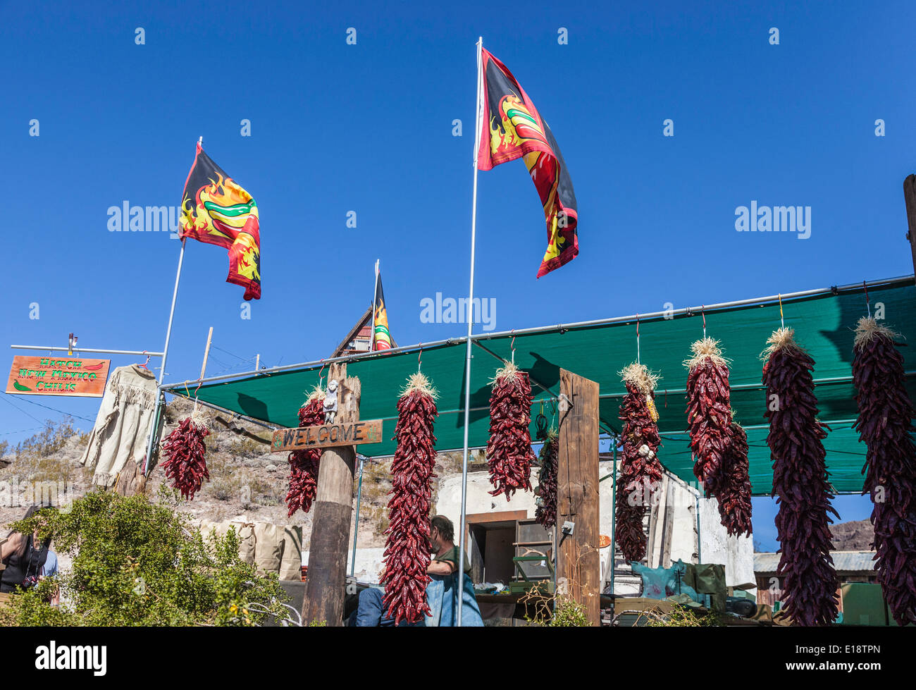 Oatman; Arizona;USA;America; città fantasma con gli asini e Burros e cowboy Foto Stock