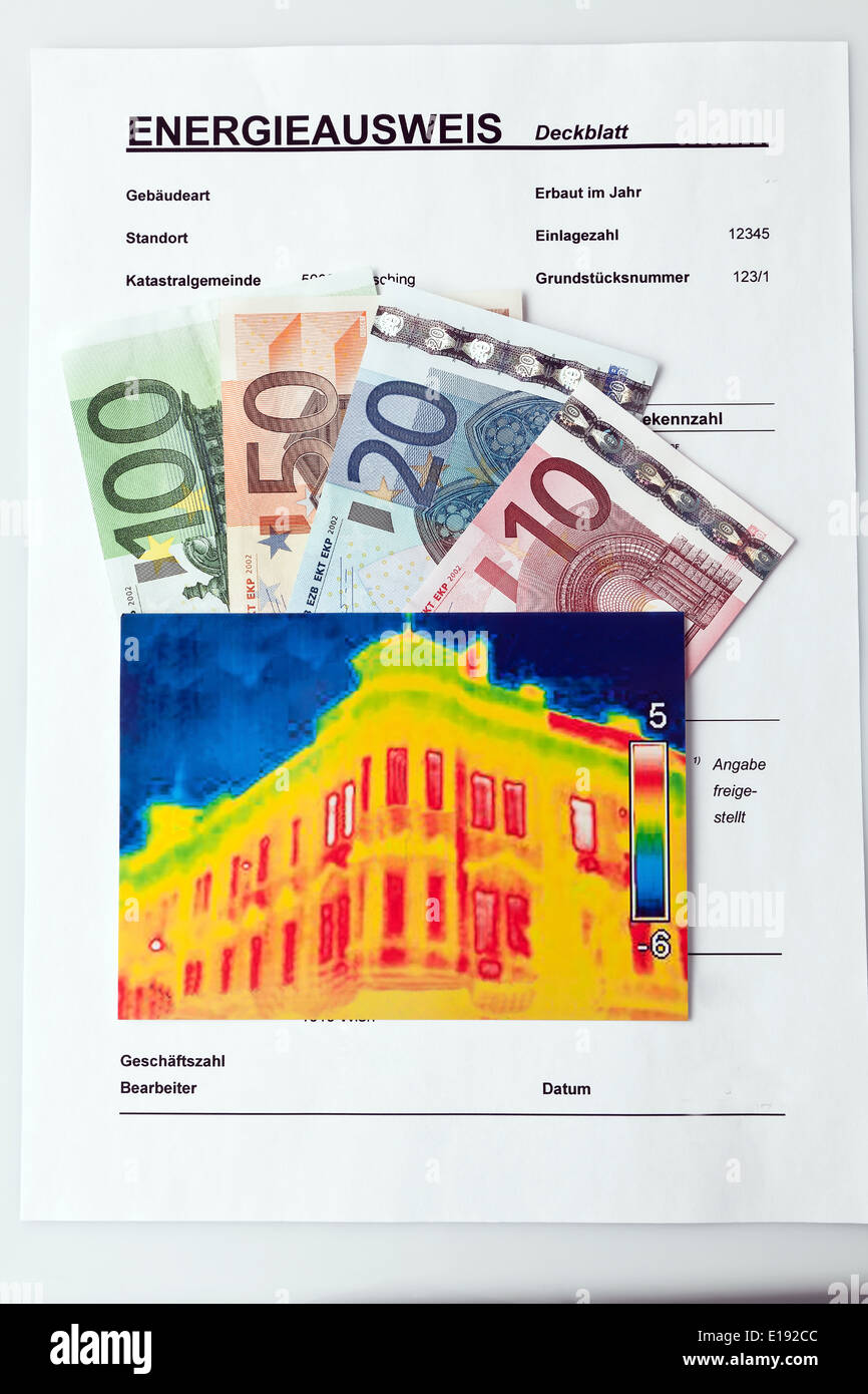 Energie sparen durch W‰rmed‰mmung. Haus mit W‰rmebild Kamera fotografiert. Foto Stock