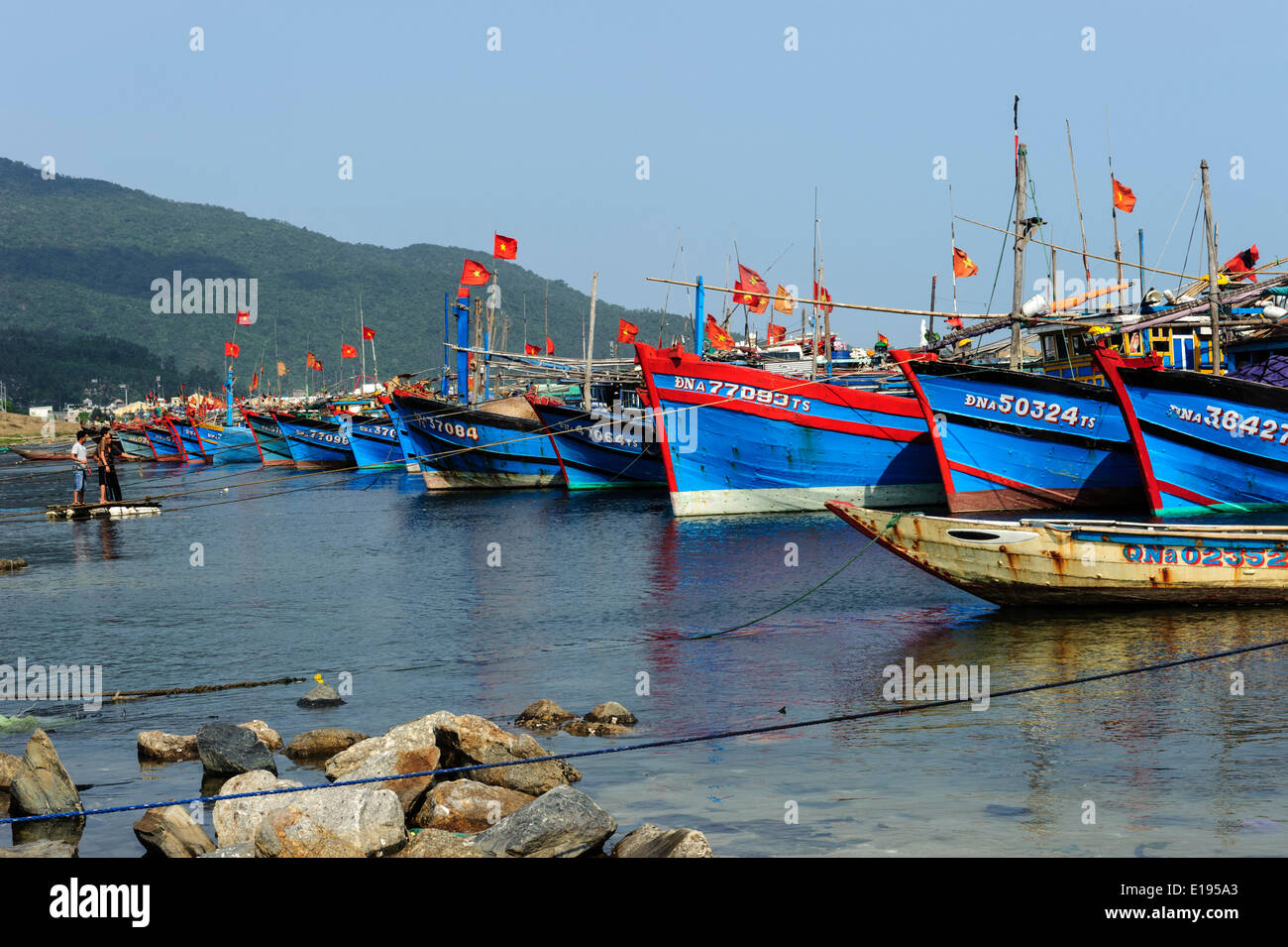 Il vietnamita di barche da pesca Foto Stock