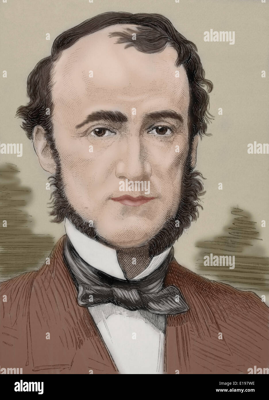 John Lemoinne (1815-1892). Giornalista francese. Incisione in spagnolo e illustrazione americana, 1876. Colorati. Foto Stock