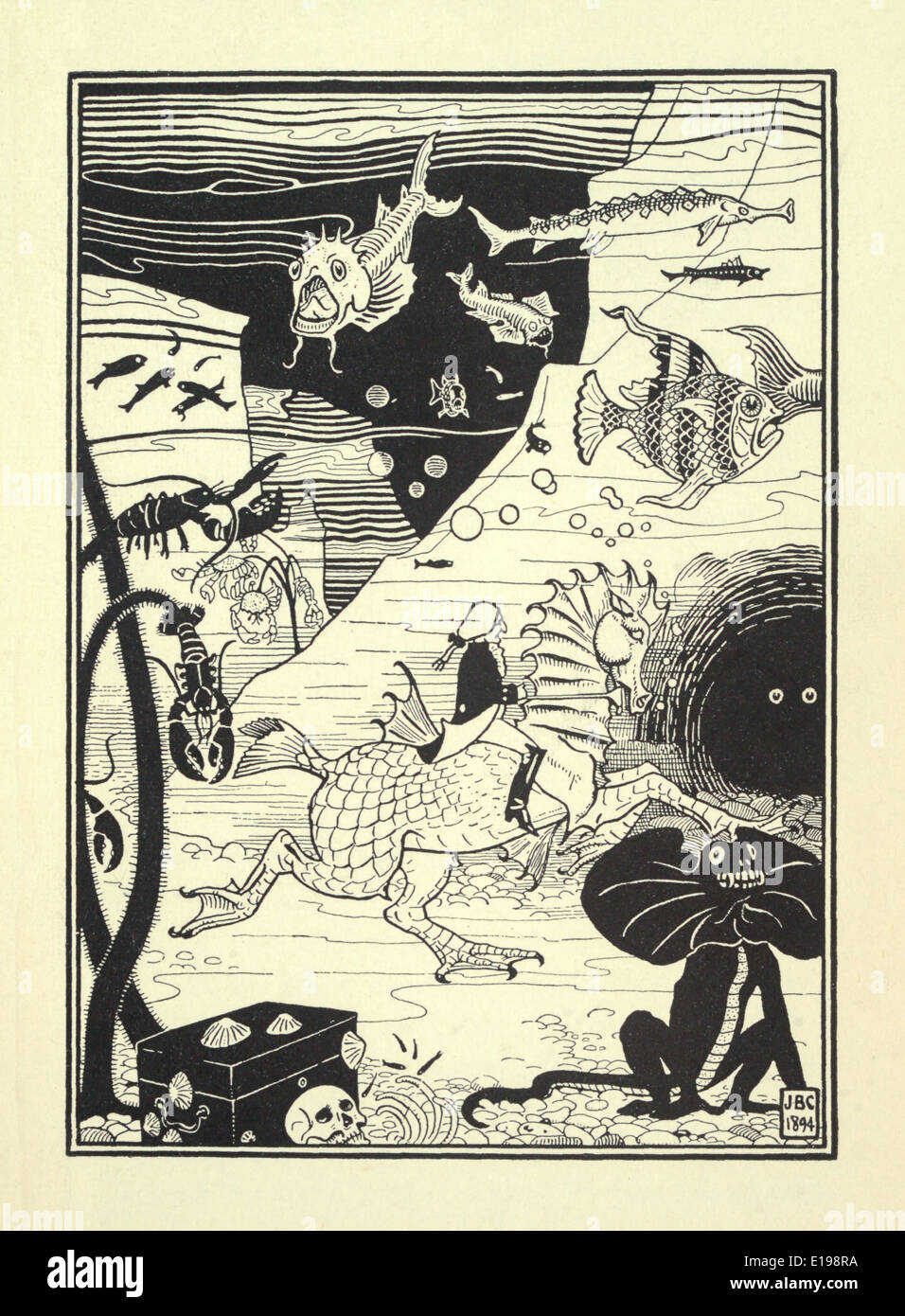 J. B. Clark illustrazione da 'il sorprendente avventure del barone di Munchausen" da Rudoph Raspe pubblicato in 1895. Pesce Foto Stock