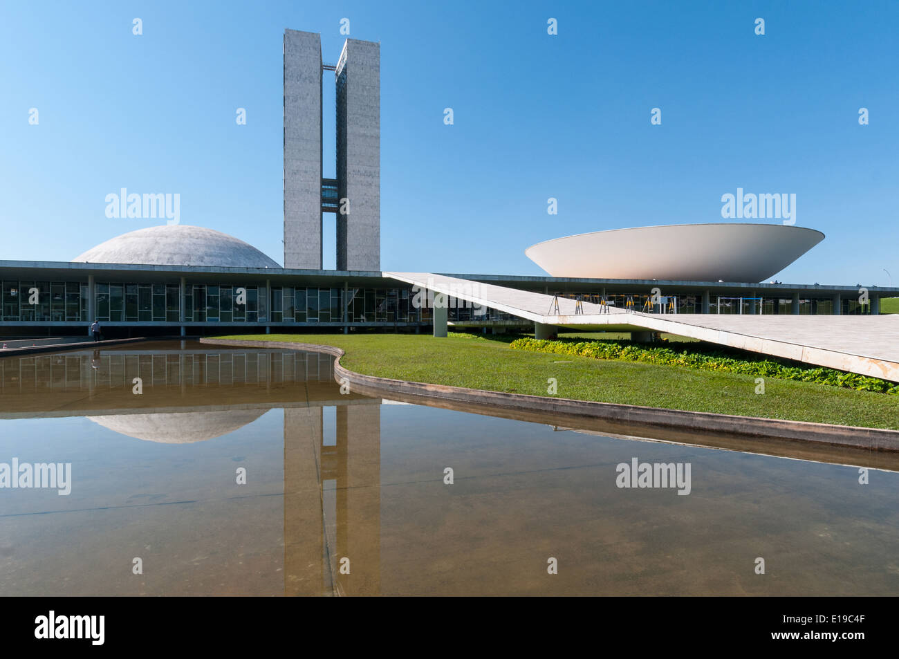 Il Congresso Nazionale la costruzione di Brasilia, Brasile Foto Stock