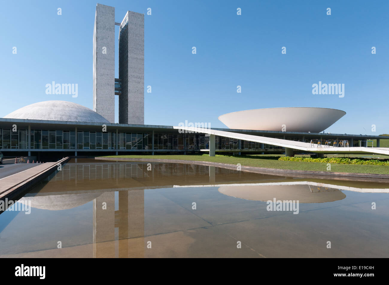 Il Congresso Nazionale la costruzione di Brasilia, Brasile Foto Stock