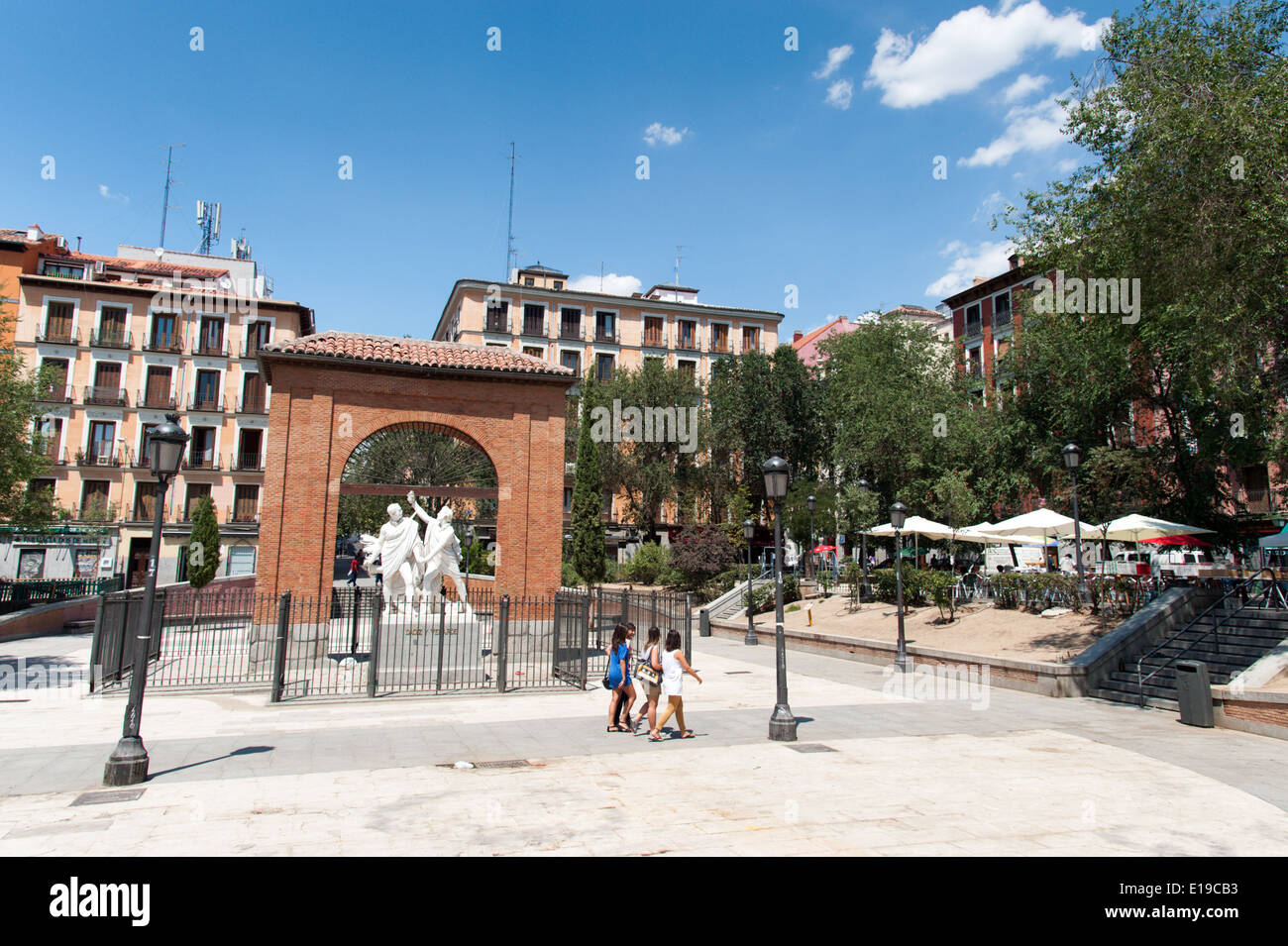 Plaza del Dos de Mayo, quartiere Malasana, Madrid, Spagna Foto Stock