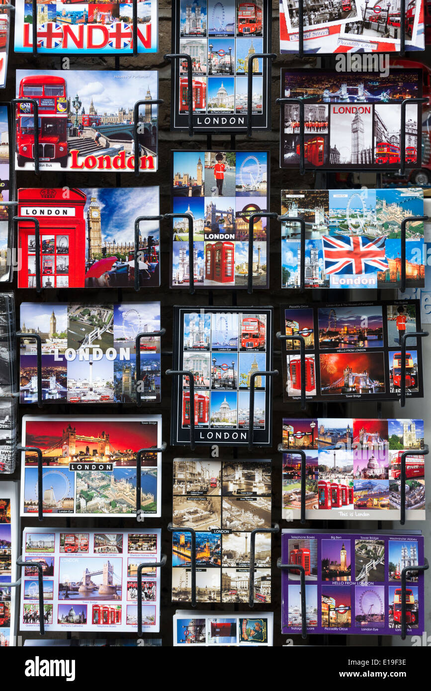 Cartoline turistiche di iconici punti di riferimento di Londra, Inghilterra, Regno Unito Foto Stock
