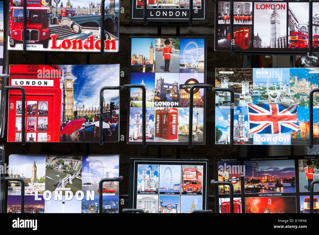 Cartoline turistiche di iconici punti di riferimento di Londra, Inghilterra, Regno Unito Foto Stock