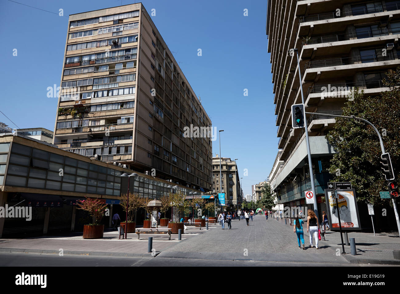 Area commerciale pedonale 21 de mayo street downtown Santiago del Cile Foto Stock