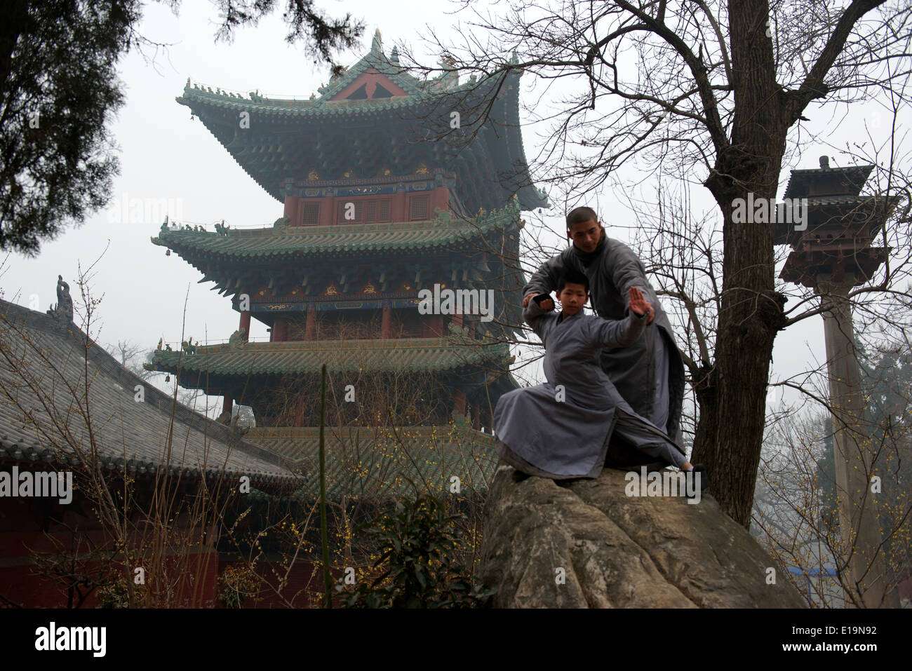 Monastero Shaolin o Tempio Shaolin, Chán un tempio buddista sul Monte Song, nei pressi di Dengfeng, Zhengzhou, nella provincia di Henan, Cina Foto Stock