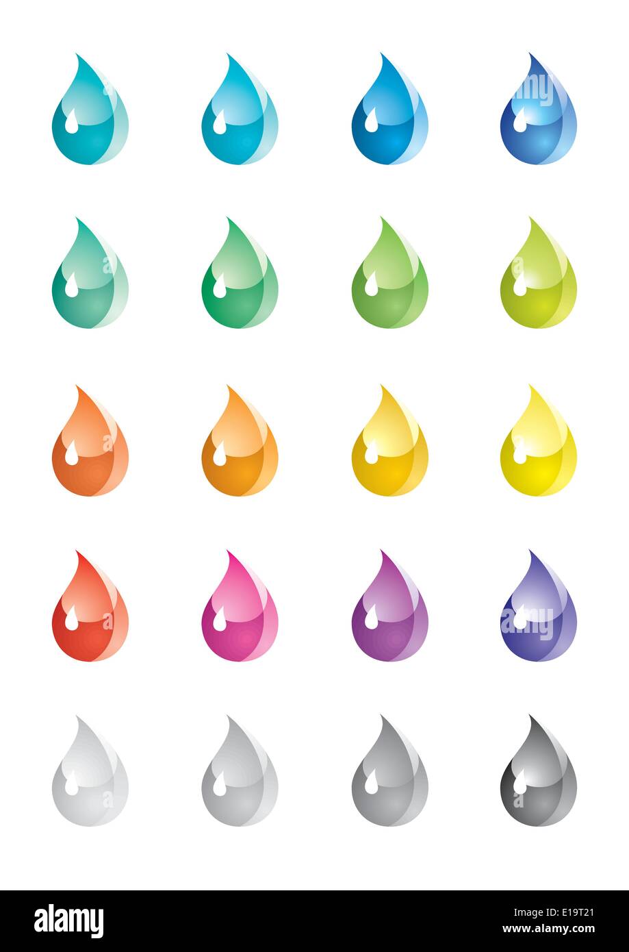 Un insieme di gocce colorate Immagine e Vettoriale - Alamy