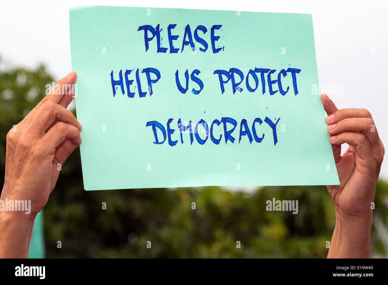 Anti colpo di dimostrazione, Bangkok, Thailandia Foto Stock