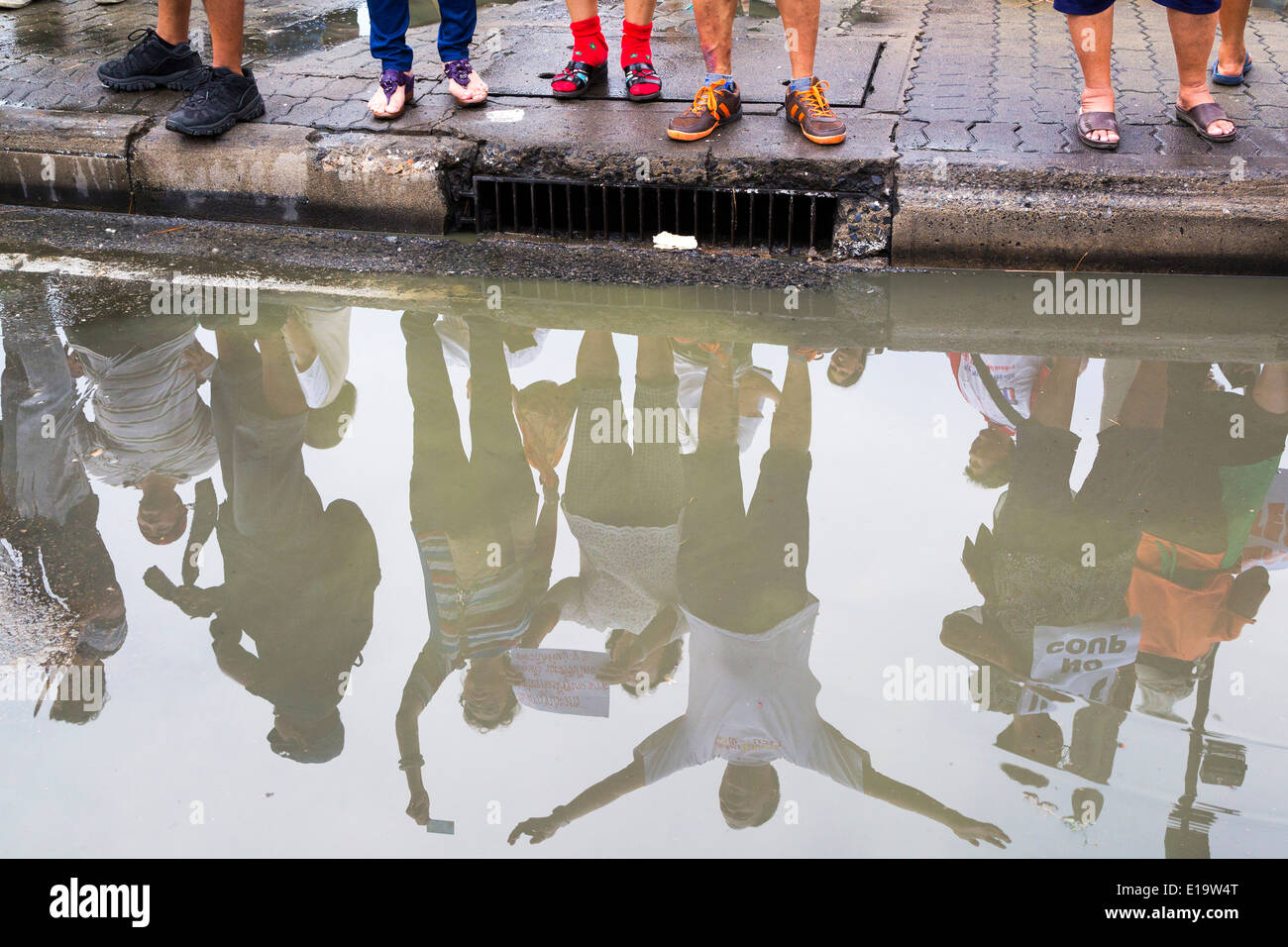 Anti colpo di dimostrazione, Bangkok, Thailandia Foto Stock