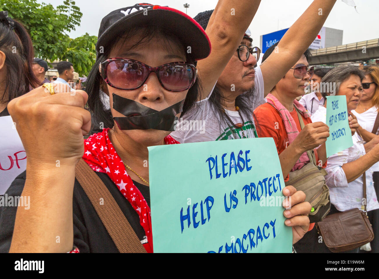 Anti colpo di dimostrazione, Bangkok, Thailandia Foto Stock