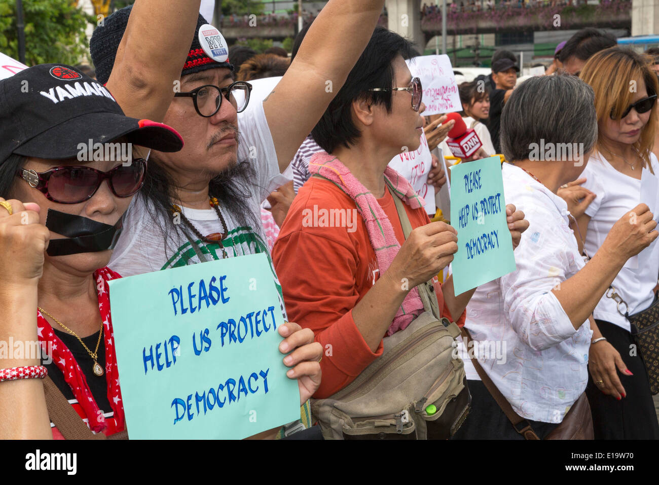 Anti colpo di dimostrazione, Bangkok, Thailandia Foto Stock
