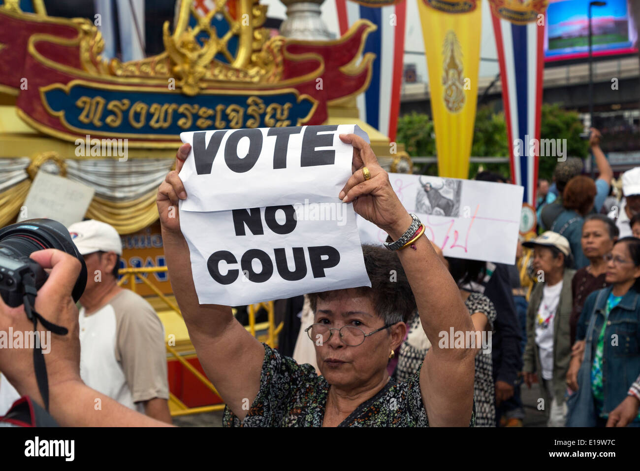 Anti colpo di dimostrazione, Bangkok, Thailandia Foto Stock