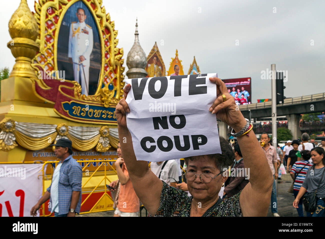 Anti colpo di dimostrazione, Bangkok, Thailandia Foto Stock