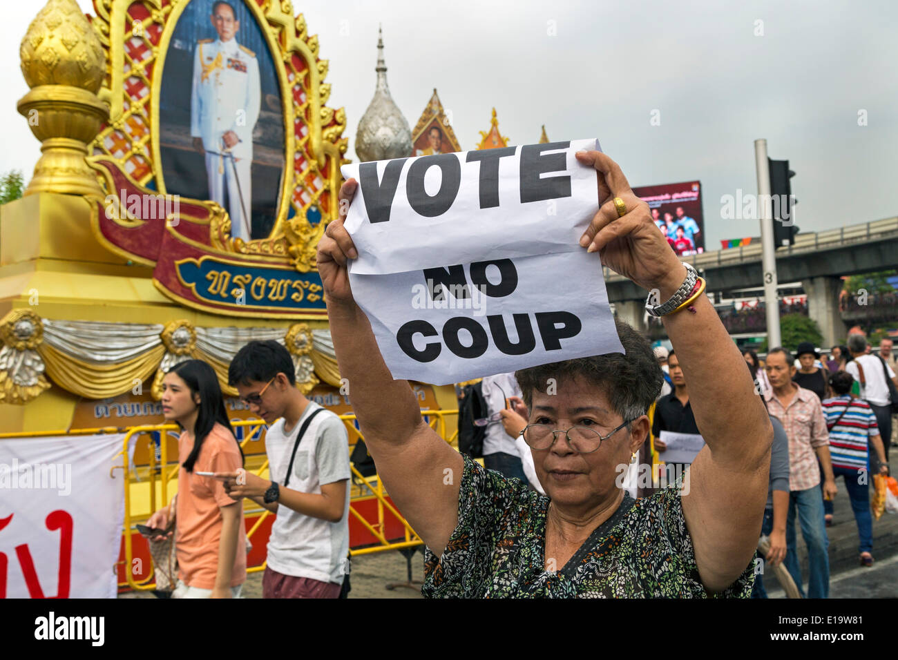 Anti colpo di dimostrazione, Bangkok, Thailandia Foto Stock