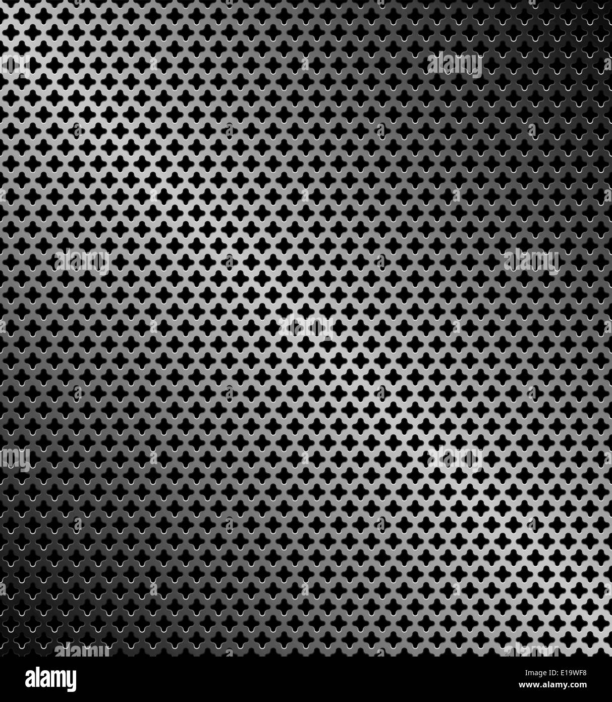 Abstract perforato foglio metallico su sfondo grigio scuro Illustrazione Vettoriale