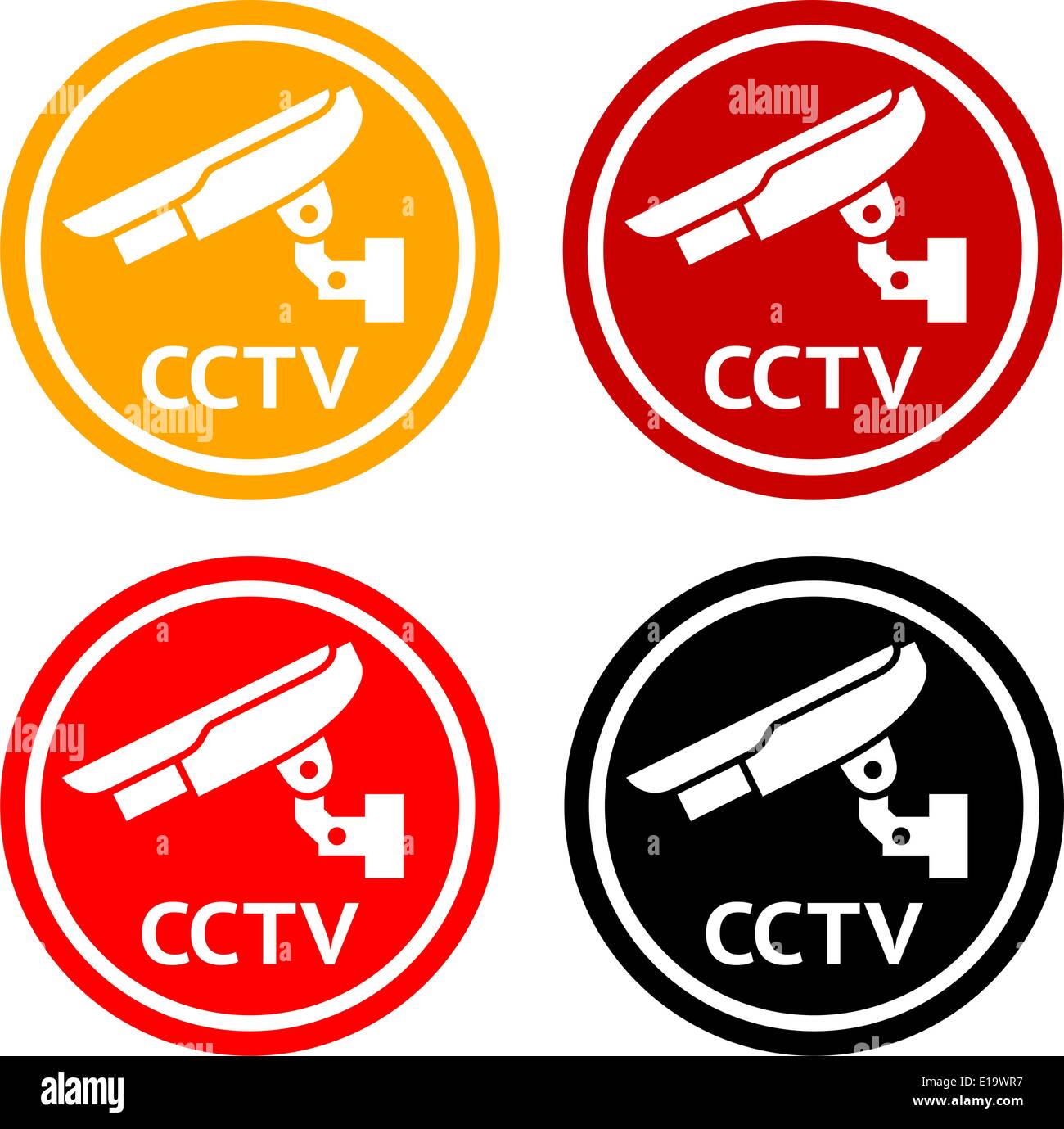 Adesivo di avvertenza per la sicurezza TVCC Allarme Telecamera di sorveglianza Illustrazione Vettoriale