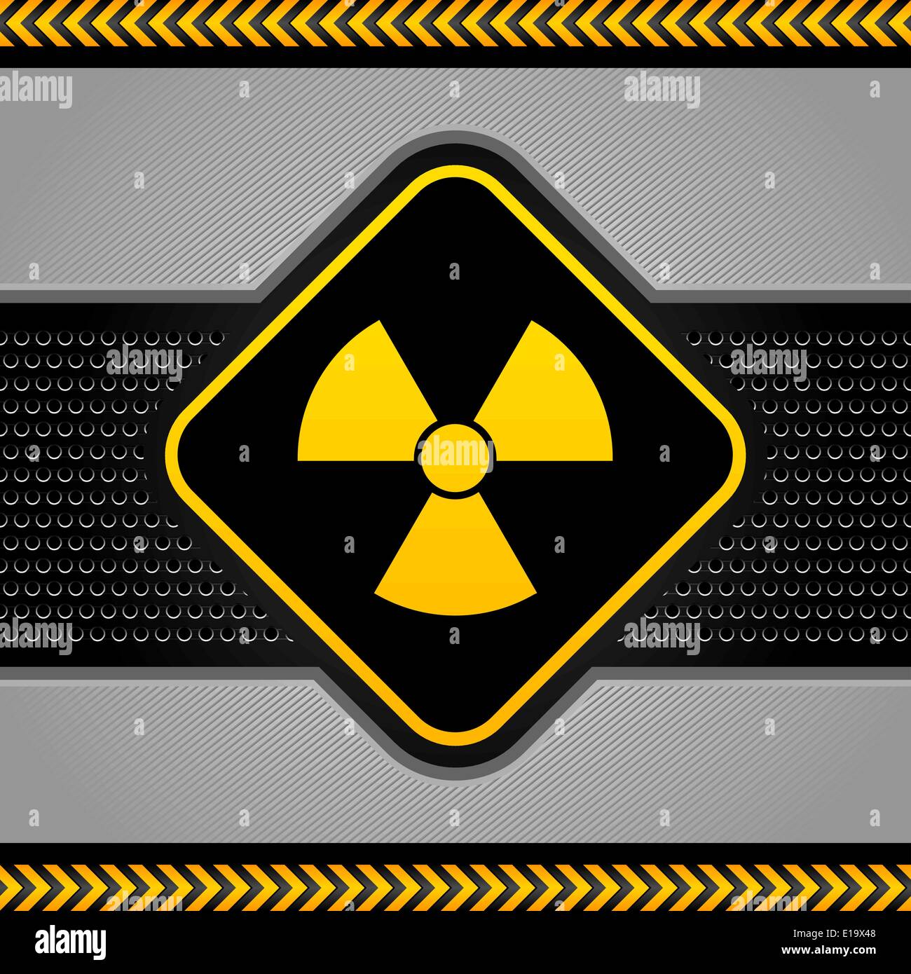 Simbolo radioattivo, sfondo astratto modello industriale Illustrazione Vettoriale