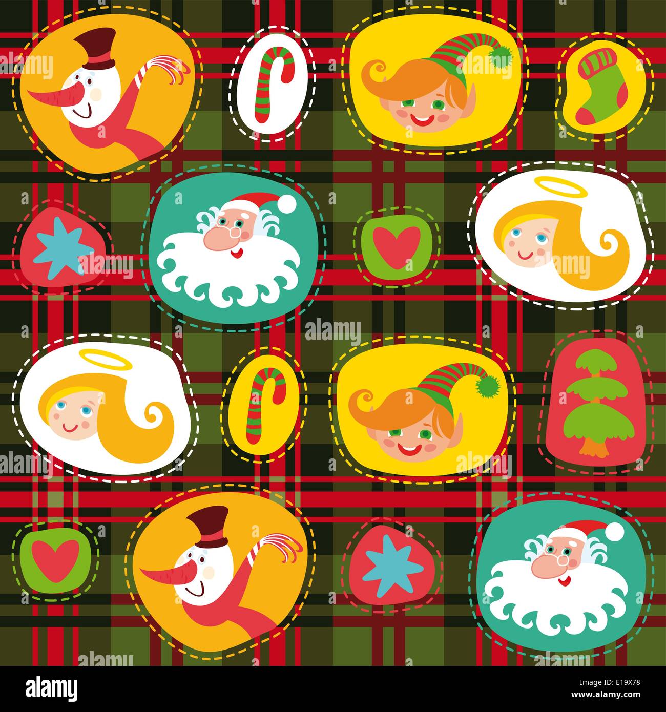 Il Natale di tartan plaid pattern sfondo vettoriale, la carta di avvolgimento Illustrazione Vettoriale