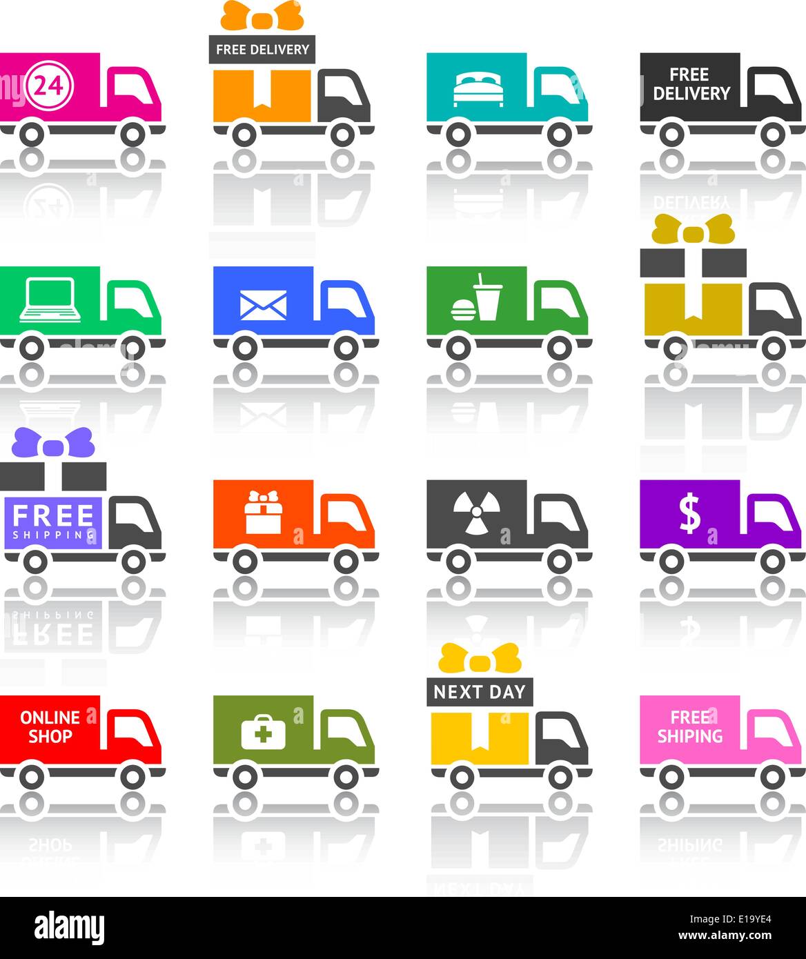 Set di carrello le icone colorate, illustrazione vettoriale Illustrazione Vettoriale