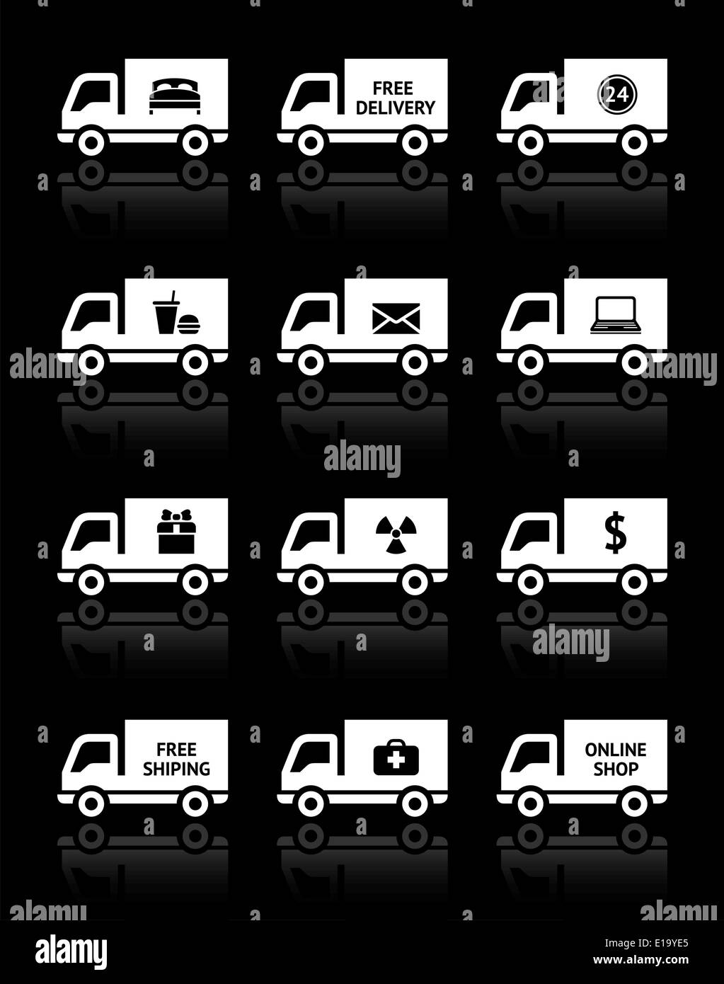 Set di icone del carrello - consegna gratuita Illustrazione Vettoriale