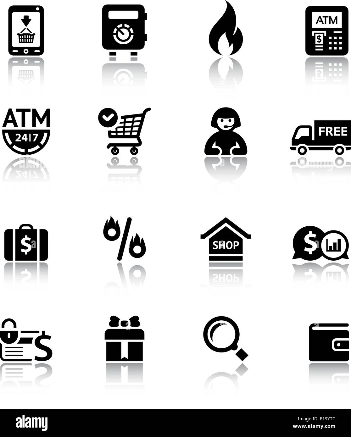 Set di icone per lo shopping, illustrazione vettoriale Illustrazione Vettoriale