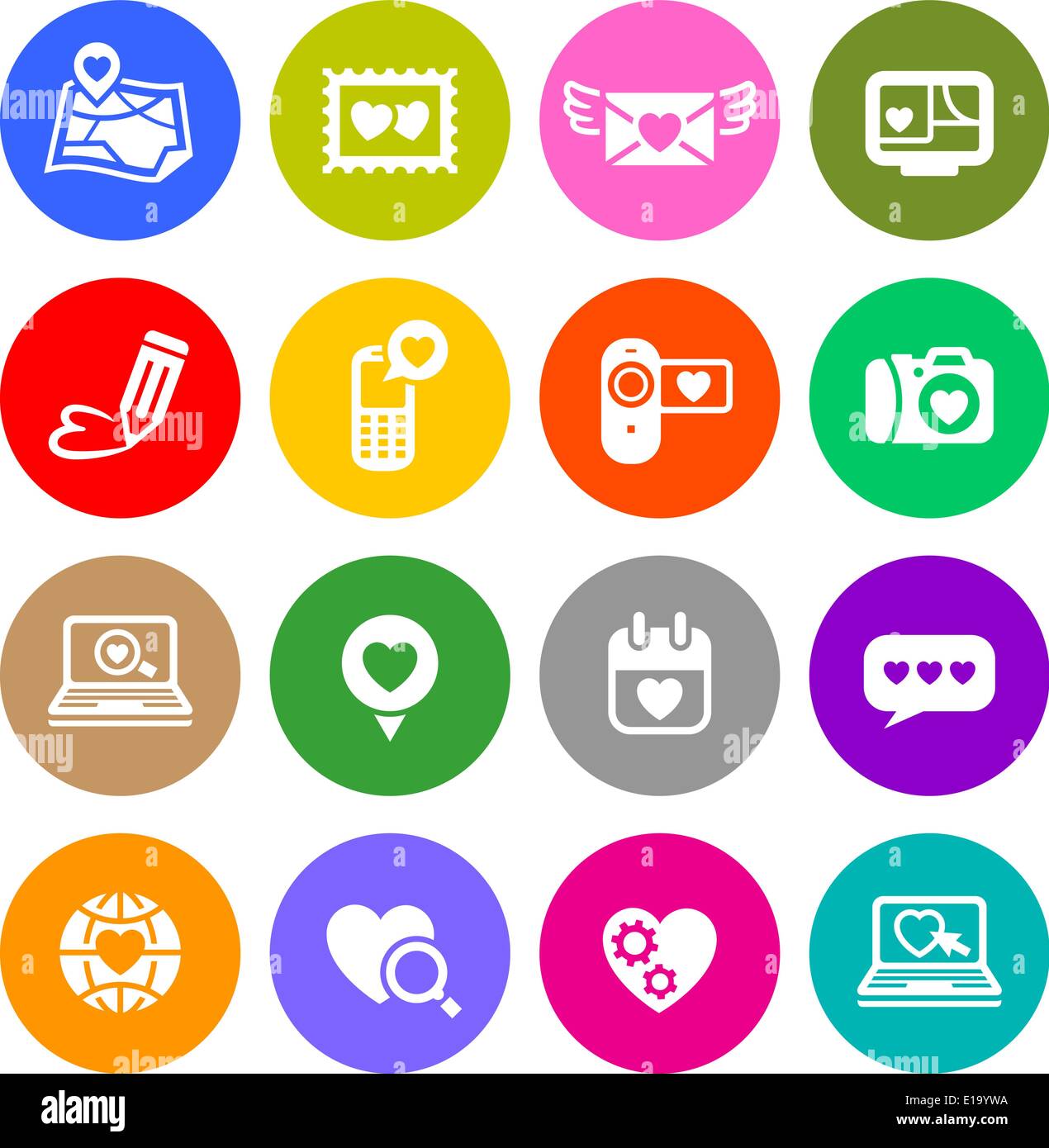 Impostare il giorno di san valentino pulsanti, amore su Internet segni Illustrazione Vettoriale