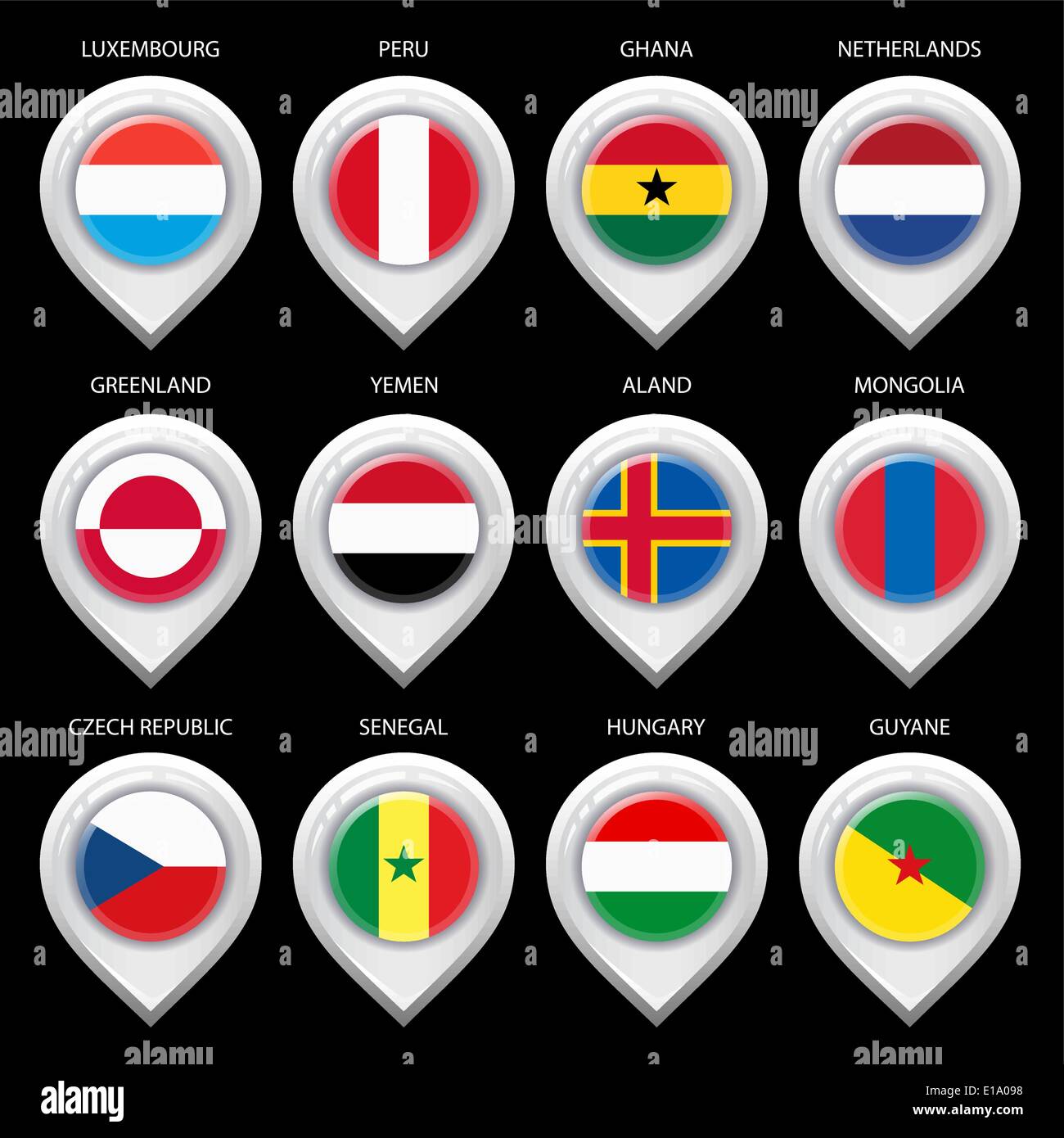 Mappa con marcatore FLAG-quinto set Illustrazione Vettoriale