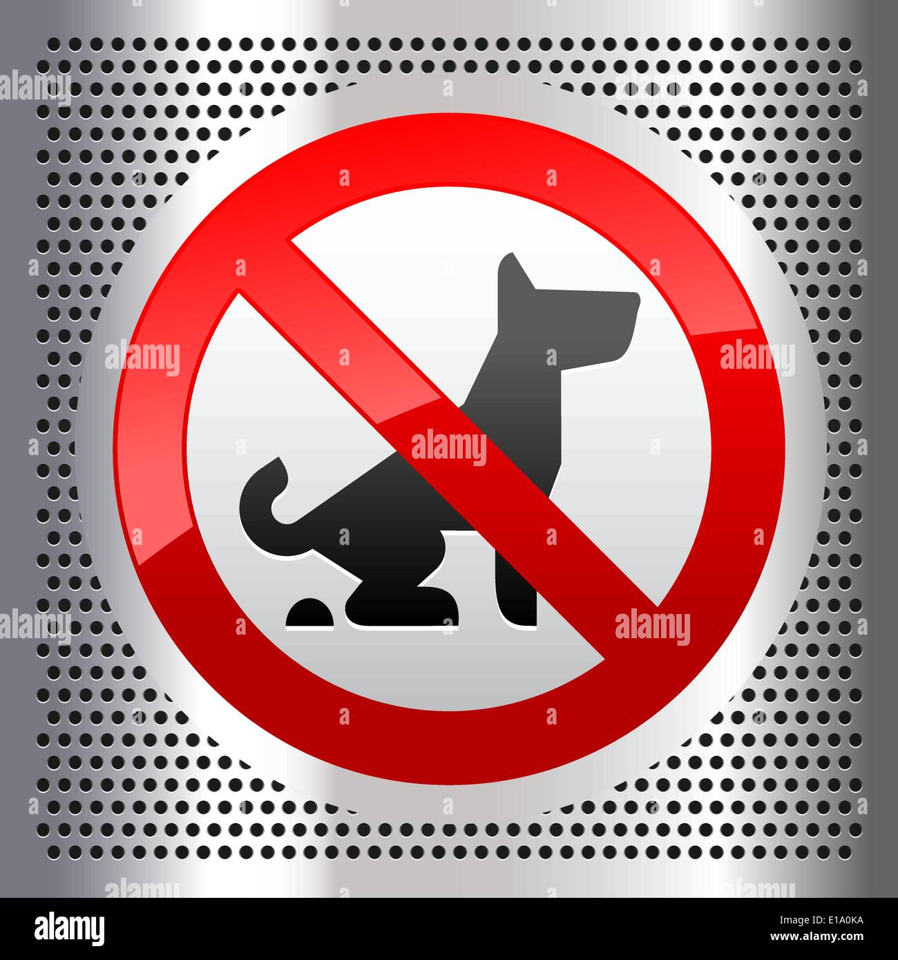 Simbolo cane su un materiale metallico lamiera forata di acciaio inossidabile Illustrazione Vettoriale