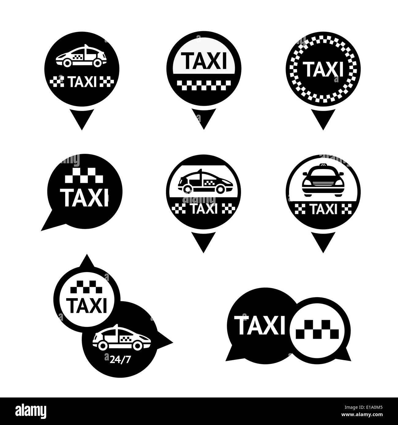 Taxi - impostare gli emblemi Illustrazione Vettoriale