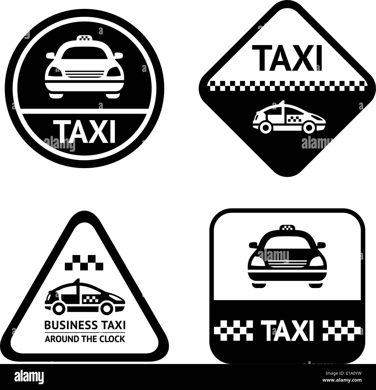 Taxi nero set di pulsanti, elemento di design Illustrazione Vettoriale