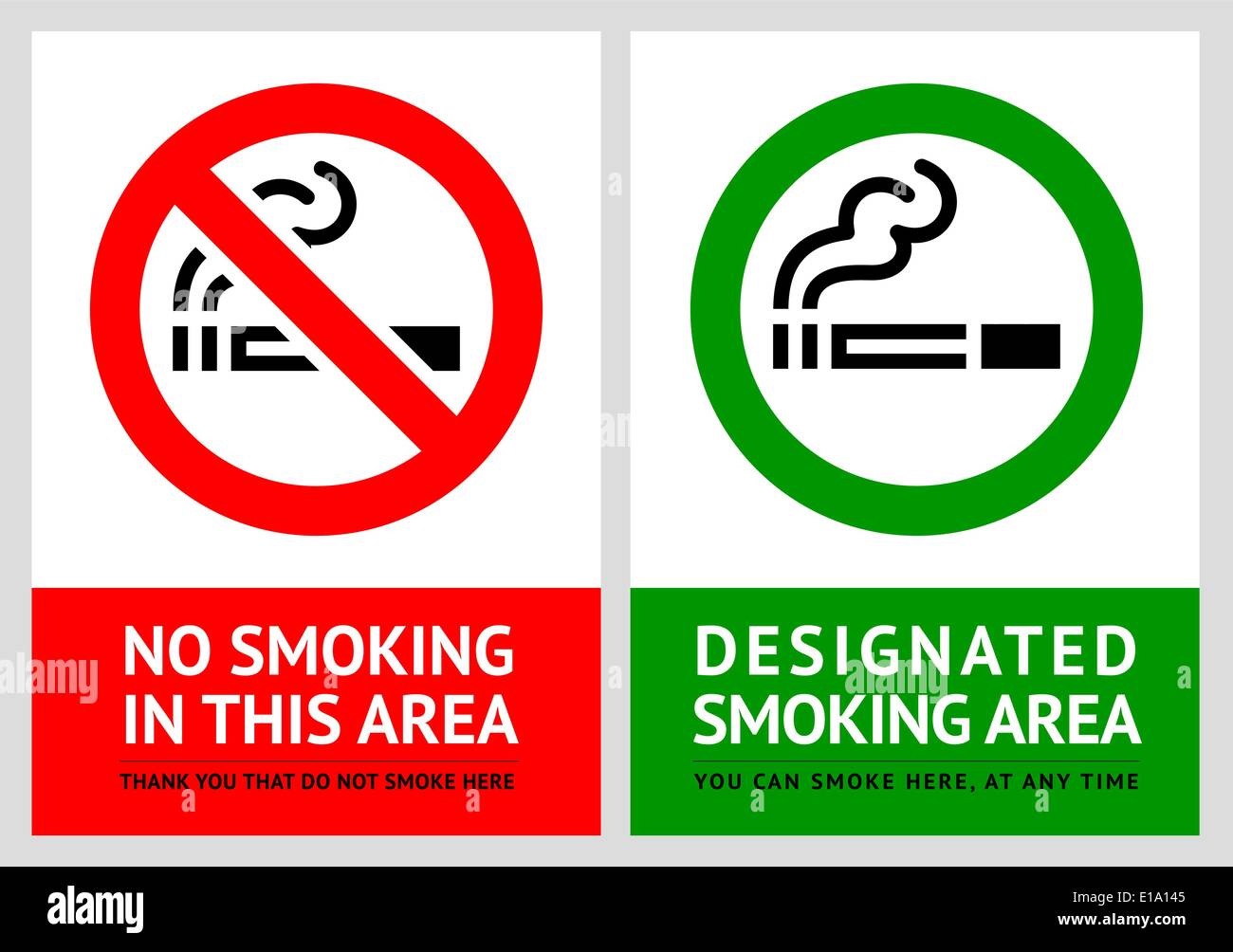 Per non fumatori e fumatori etichette area - Set 9, illustrazione vettoriale Illustrazione Vettoriale