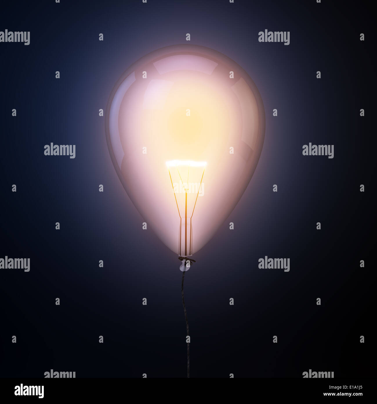 La lampadina all'interno di un palloncino - concetto di creatività illustrazione Foto Stock