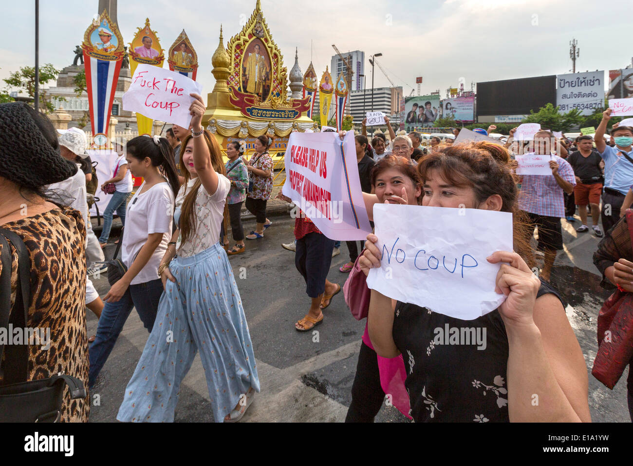 Anti colpo di dimostrazione, Bangkok, Thailandia Foto Stock