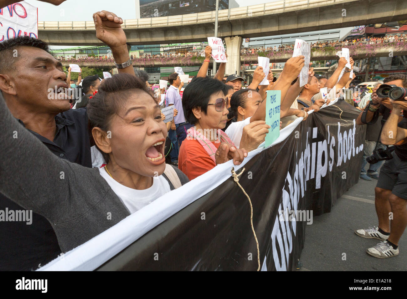 Anti colpo di dimostrazione, Bangkok, Thailandia Foto Stock