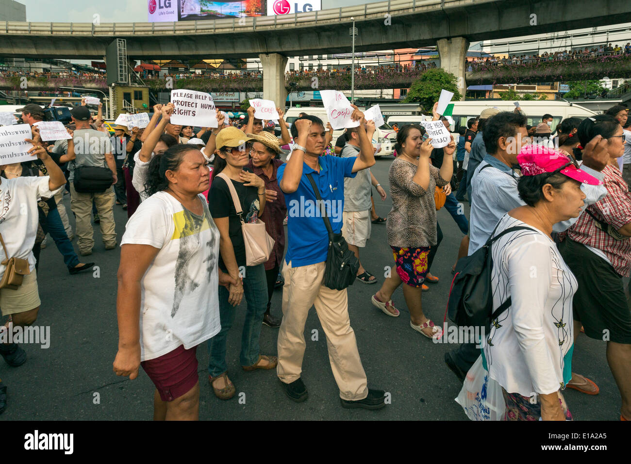 Anti colpo di dimostrazione, Bangkok, Thailandia Foto Stock