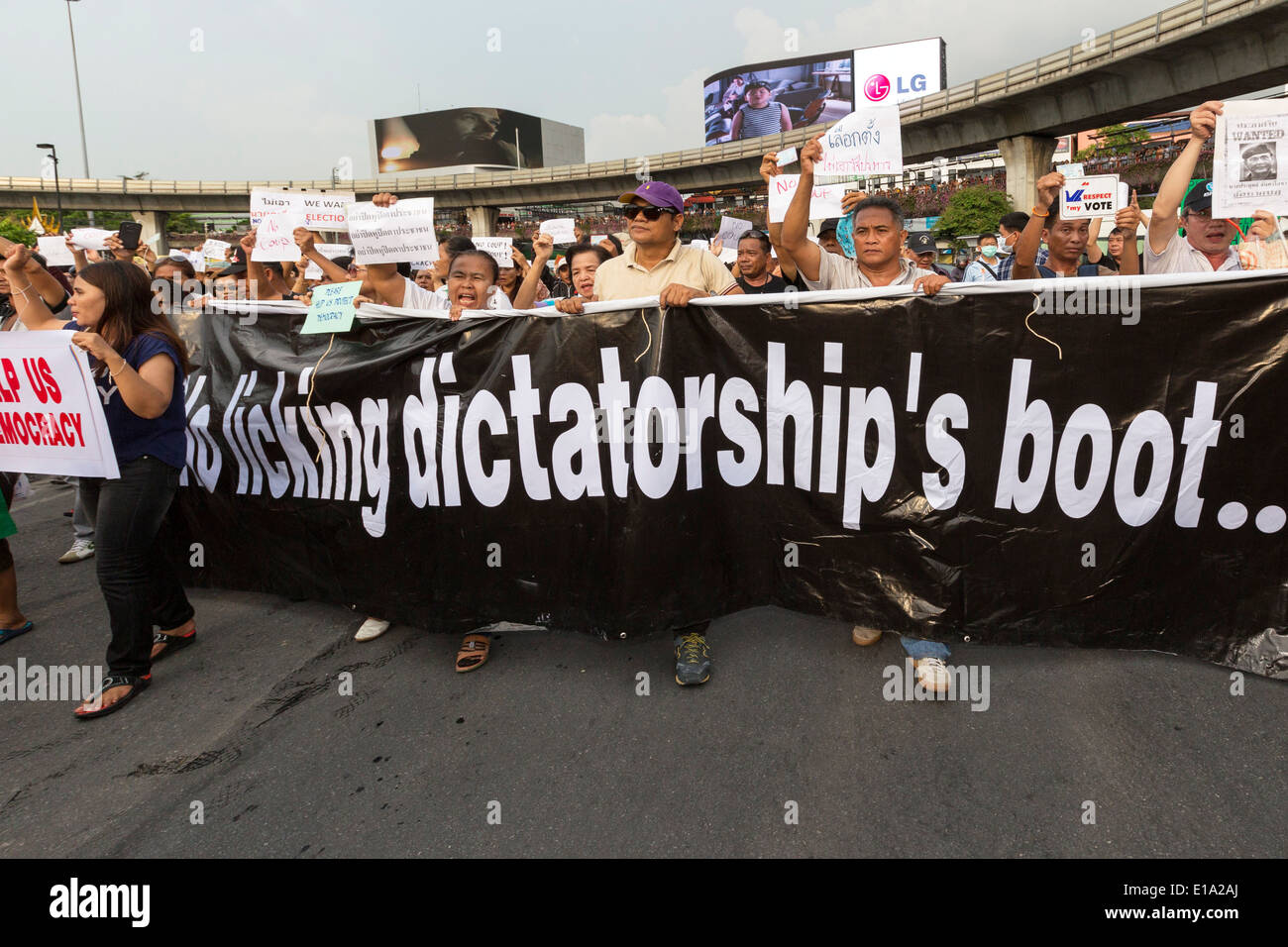 Anti colpo di dimostrazione, Bangkok, Thailandia Foto Stock