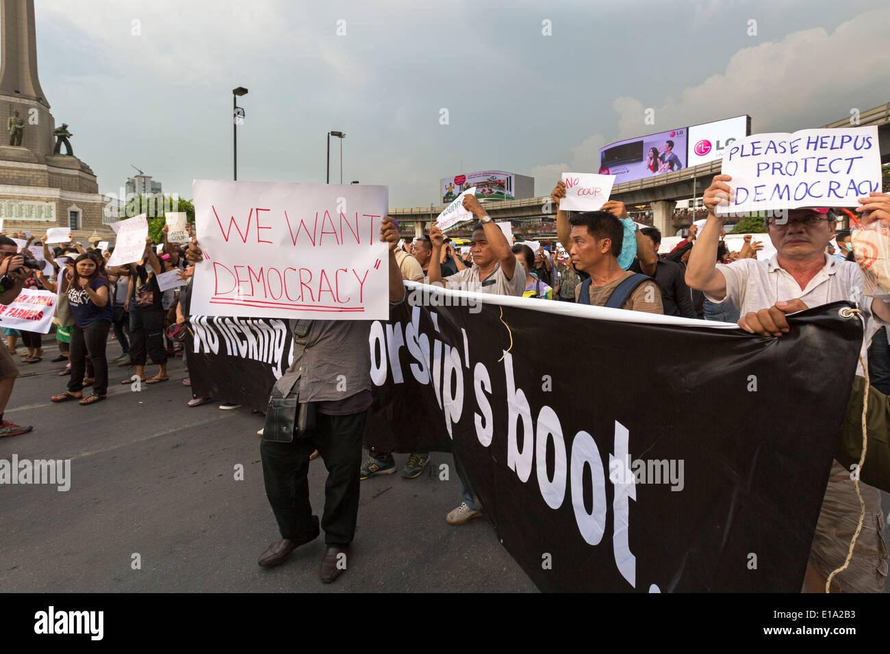 Anti colpo di dimostrazione, Bangkok, Thailandia Foto Stock